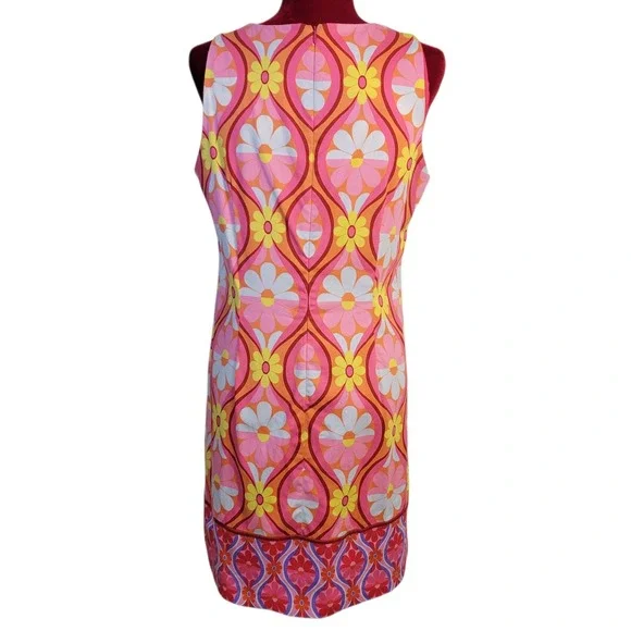 London Times Retro Shift Dress Sz 12
60s Psychedelic Floral Sheath Dress HG4515 - Picture 5 of 10